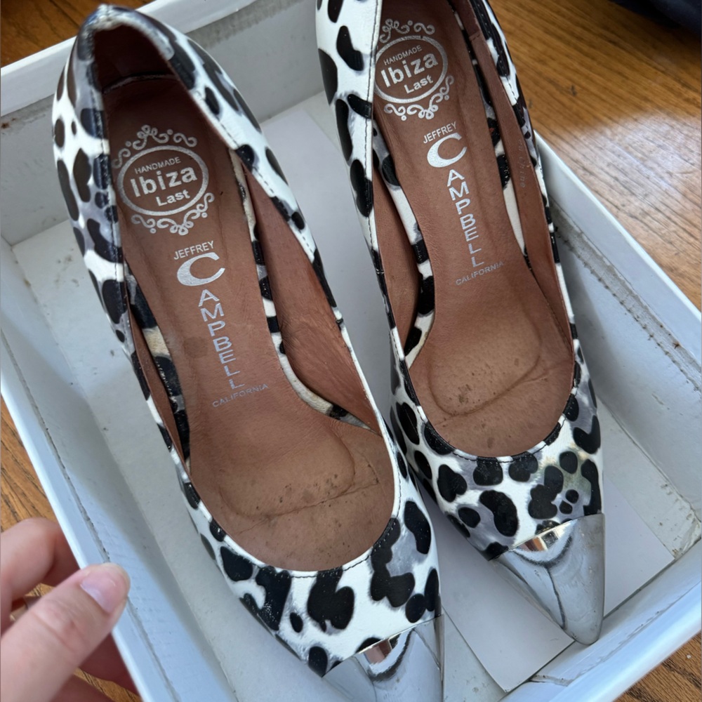 Jeffrey Campbell Black and White Stiletto Heels 7.5
